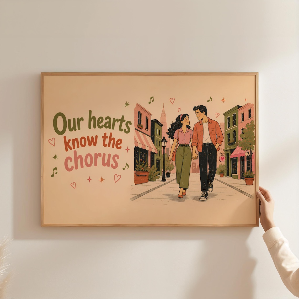 Our Hearts Know The Chorus Retro Couple City Street Music Poster