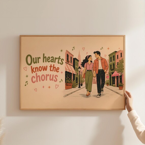 Our Hearts Know The Chorus Retro Couple City Street Music Poster