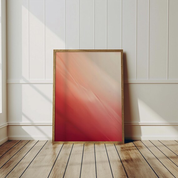 Red Abstract Minimalist Poster Beige Gradient Wall Art Modern Decor For Living Room And Bedroom