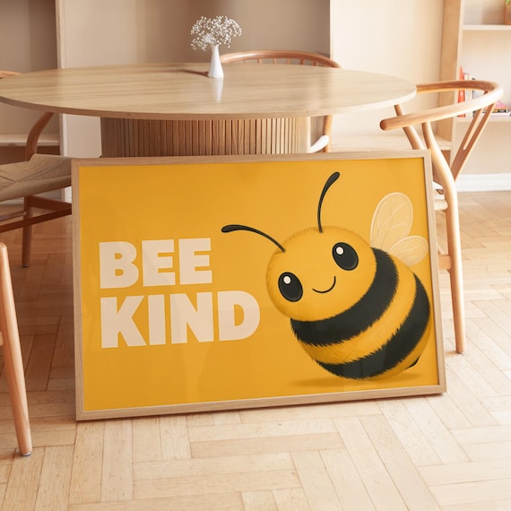 Biene Poster, Bee Kind Nursery Illustration