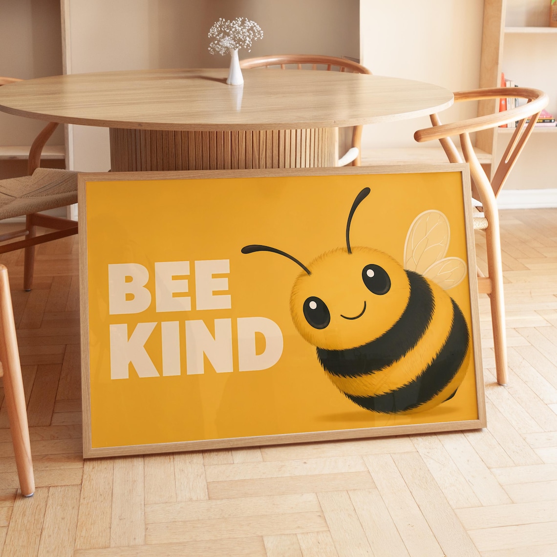 Biene Poster, Bee Kind Nursery Illustration
