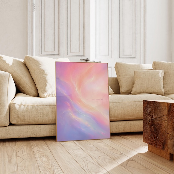 Soft Pastel Fluid Wave Gradient Holographic Daydream Art Poster