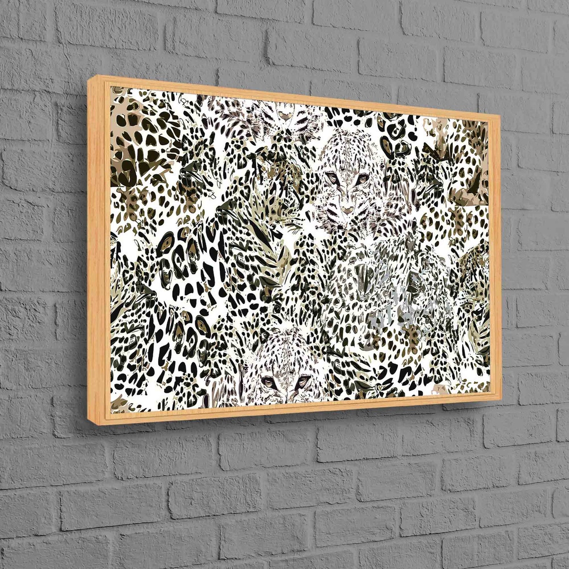 Leopard Faces Camouflage Pattern Safari Illustration Wall Art
