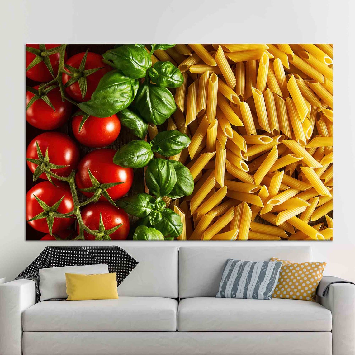 Fresh Tomato Basil Penne Pasta Italian Kitchen Food Art Poster