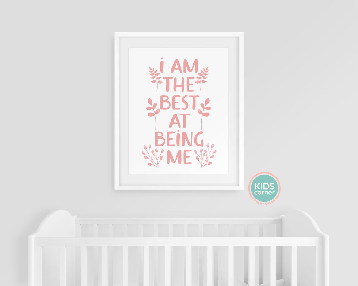 I Am the Best at Being Me Coral Botanical Kids Affirmation Poster - Image 3