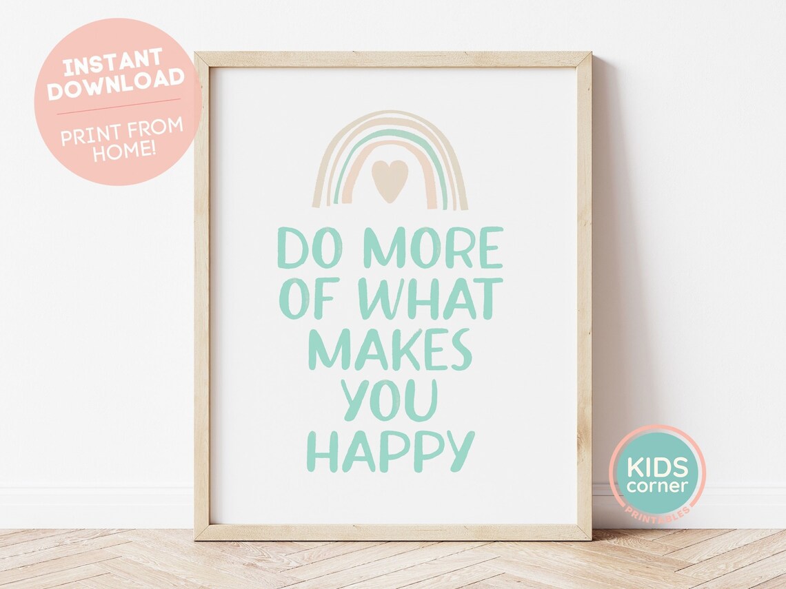 Do More Of What Makes You Happy Kids Pastel Rainbow Quote Poster