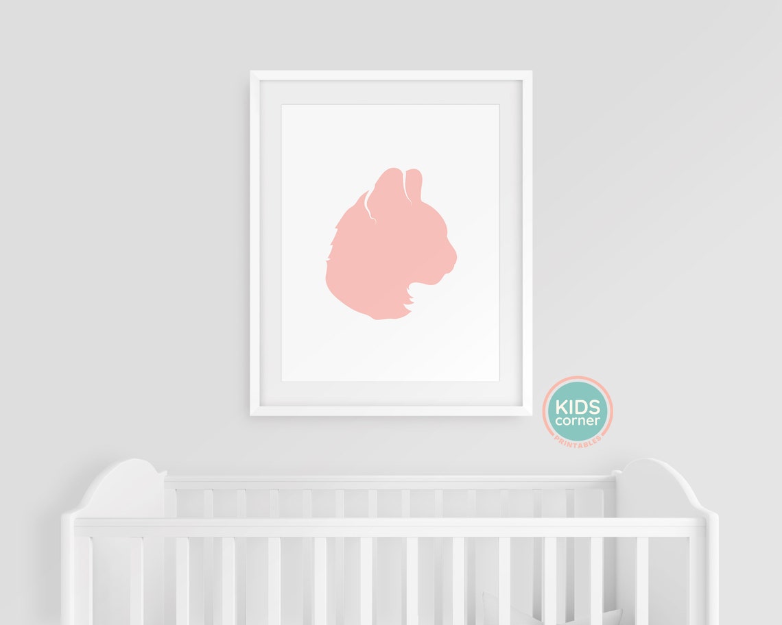 Pink Cat Silhouette Poster Minimalist Pet Art Kids Room Design - Image 3
