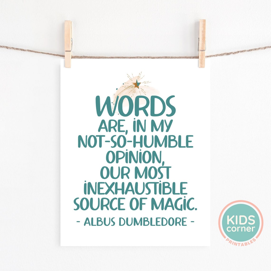 Albus Dumbledore Words Are Magic Quote Poster for Young Readers - Image 2