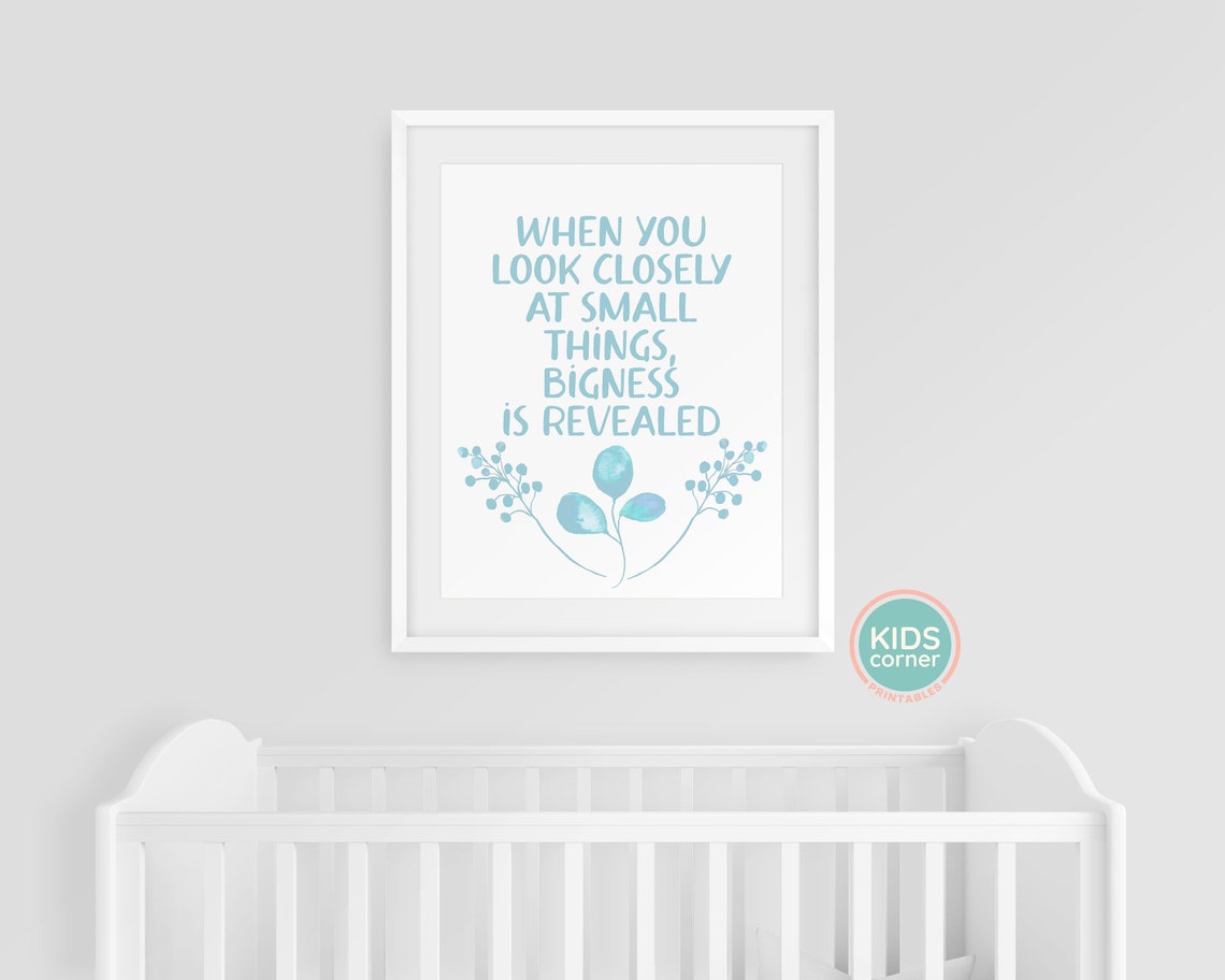When You Look Closely At Small Things Teal Botanical Quote Poster - Image 3