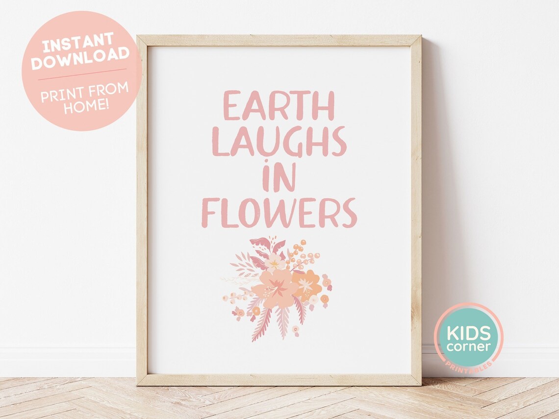 Earth Laughs In Flowers Blush Pink Wildflower Bouquet Poster Gift - Image 3