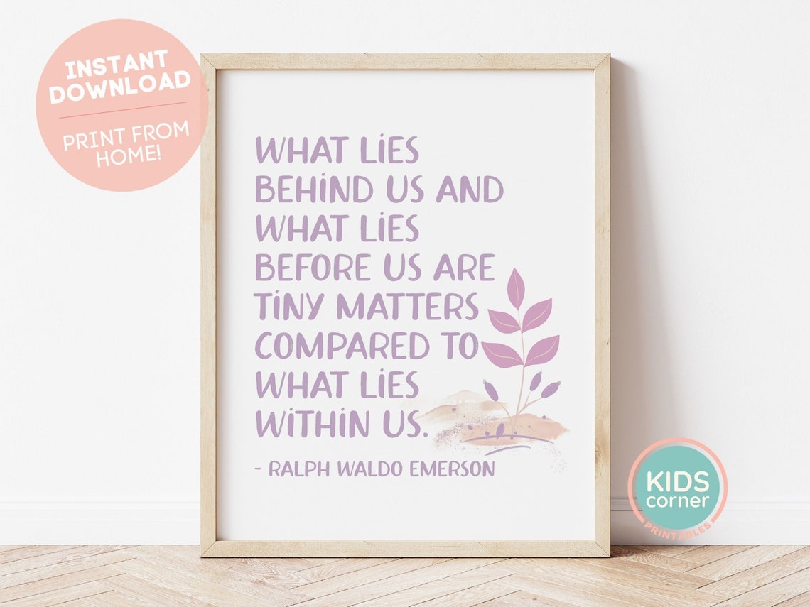 Ralph Waldo Emerson What Lies Within Us Purple Floral Poster