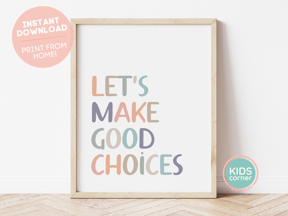 Let's Make Good Choices Typography Poster, Boho Minimalist