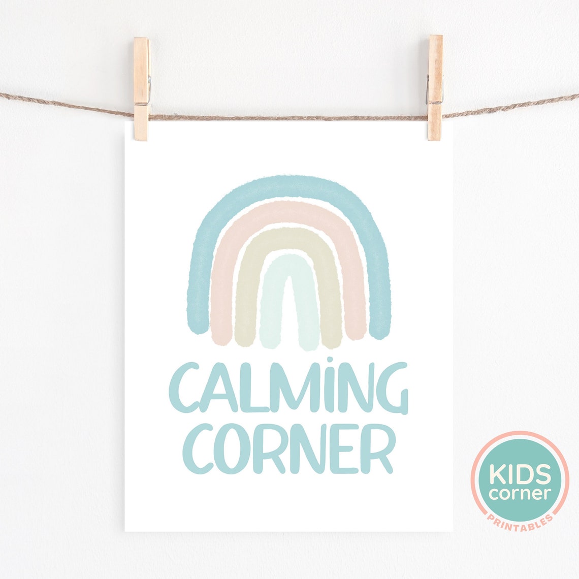 Calming Corner Sign Poster Pastel Rainbow Classroom Nursery Art - Image 3