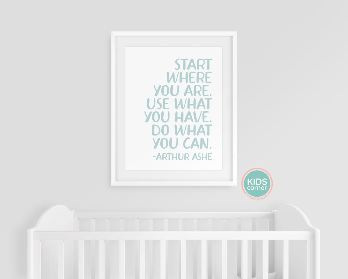 Arthur Ashe Start Where You Are Sage Green Motivational Poster - Image 3