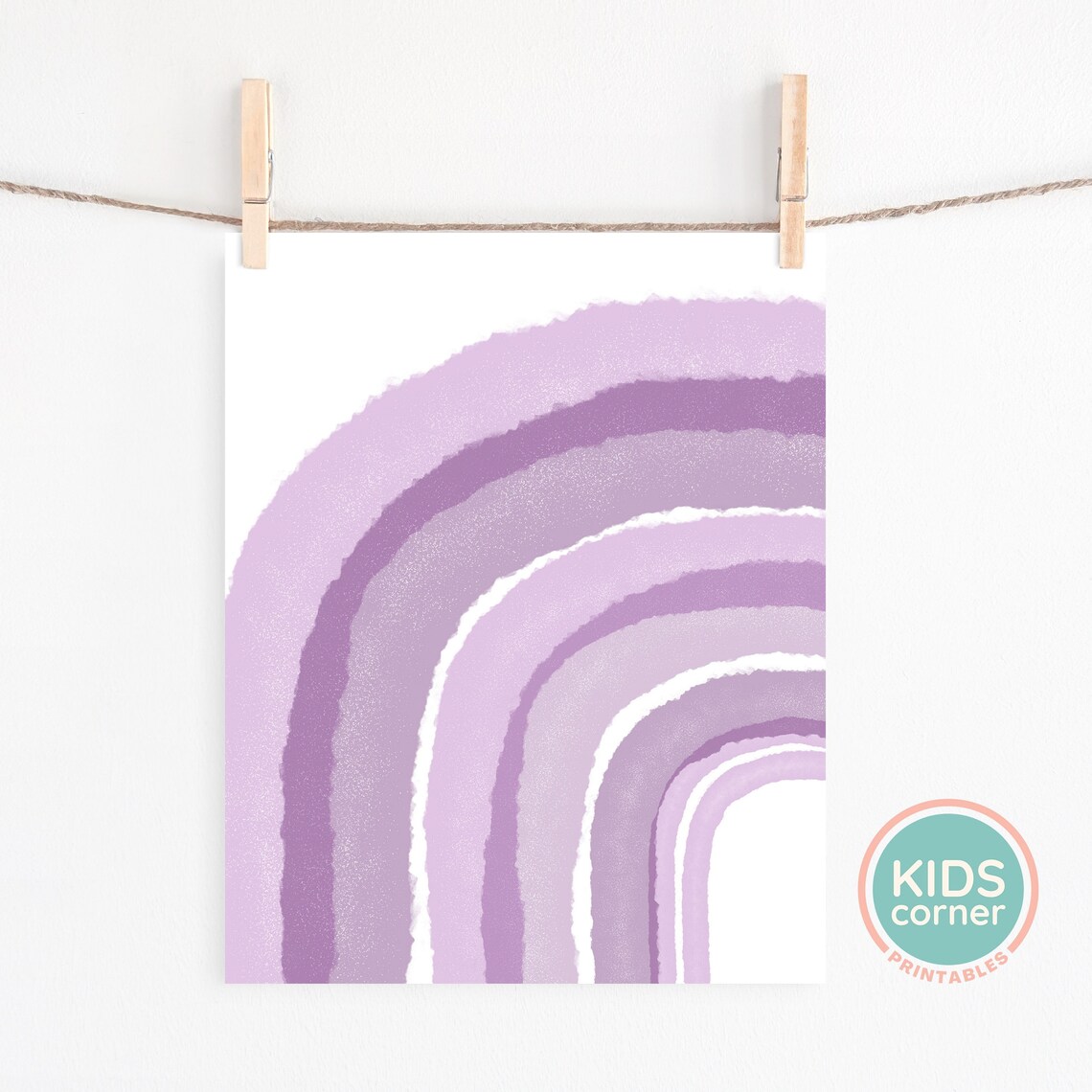 Soft Purple Rainbow Nursery Decor Art Print - Image 2