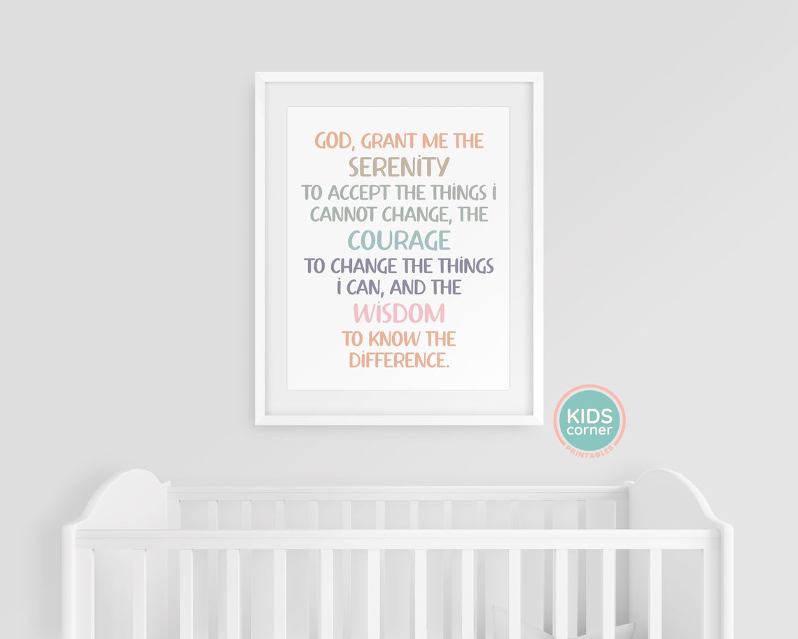 Serenity Prayer God Grant Me Serenity Pastel Christian Poster - Image 3