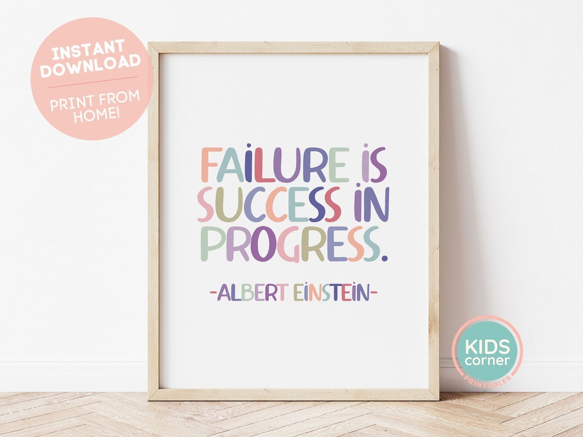 Failure Is Success In Progress Albert Einstein Rainbow Print