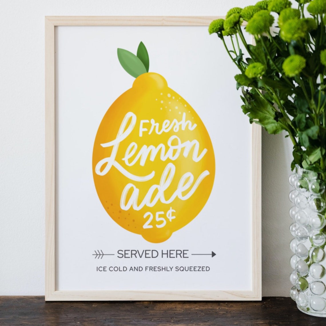 Fresh Lemonade Served Here Ice Cold Vintage Lemon Sign Poster