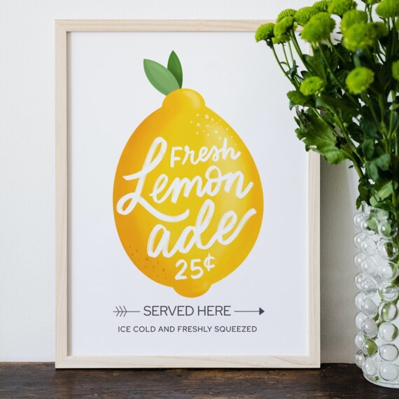 Fresh Lemonade Served Here Ice Cold Vintage Lemon Sign Poster