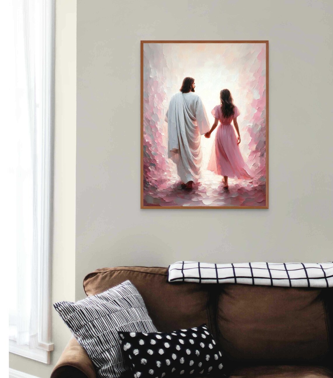 Jesus Christ and Woman Walking Hand in Hand into Radiant Light Poster - Image 3