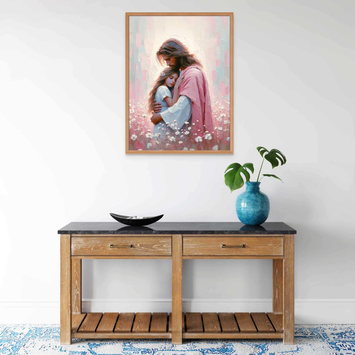 Her Savior Christian Painting Jesus With Girl Jesus Painting Lds Art Bible Painting Jesus With Children Wall Art Christian Picture - Image 4