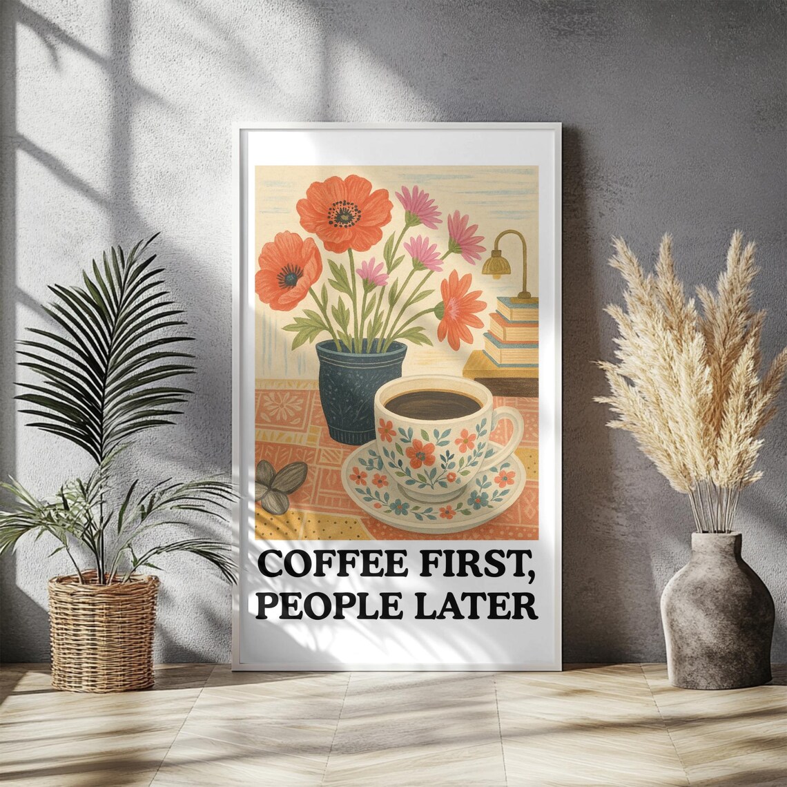 Coffee First, Retro Coffee Lover Kitchen Art Print - Image 3