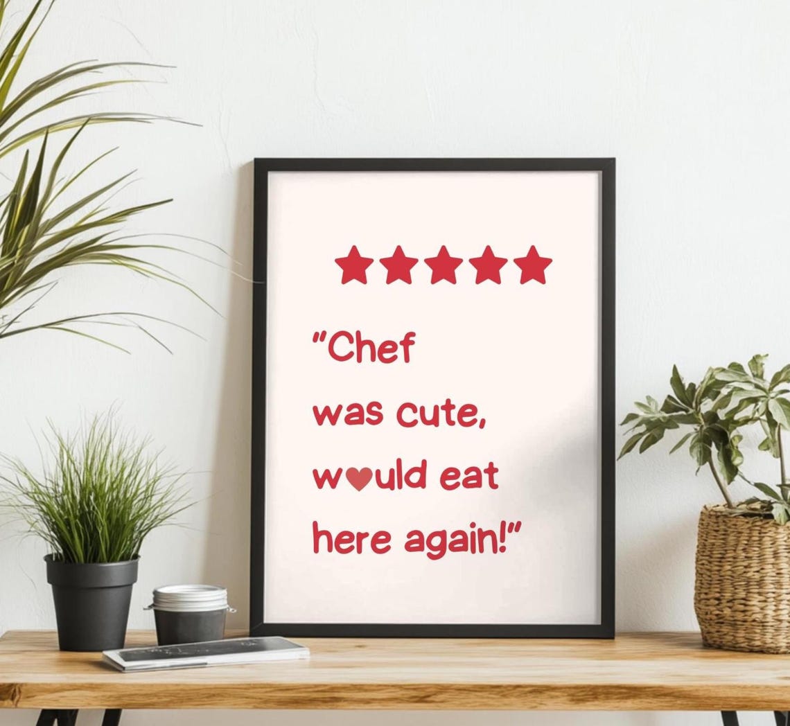 Funny Kitchen Wall Art Chef Was Cute Would Eat Here Again Quote Cute Restaurant Decor Gift For Food Lovers
