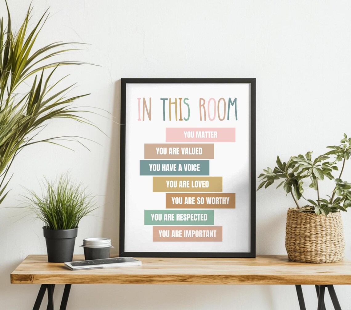 In This Room, Classroom Rules Kids Nursery Art - Image 3