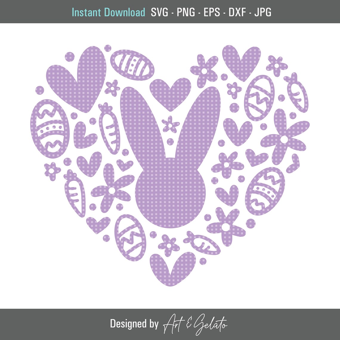 Easter Bunny Heart Art Print, Kids Nursery Decor
