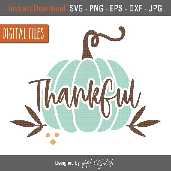 Thankful Teal Pumpkin Brown Script Thanksgiving Autumn Quote Poster