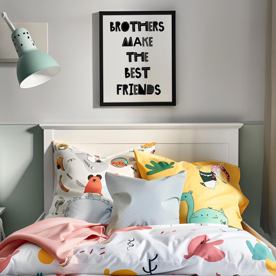 Brothers Make The Best Friends Poster Playful Letters Boys Bedroom - Image 4