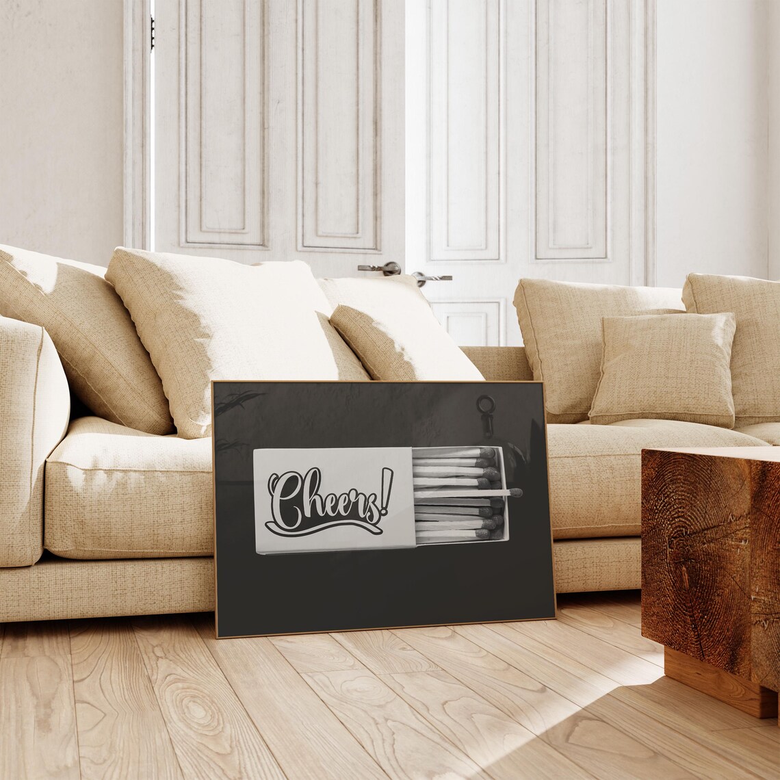 Cheers Matchbox Black and White Minimalist Photo Bar Cart Poster - Image 4