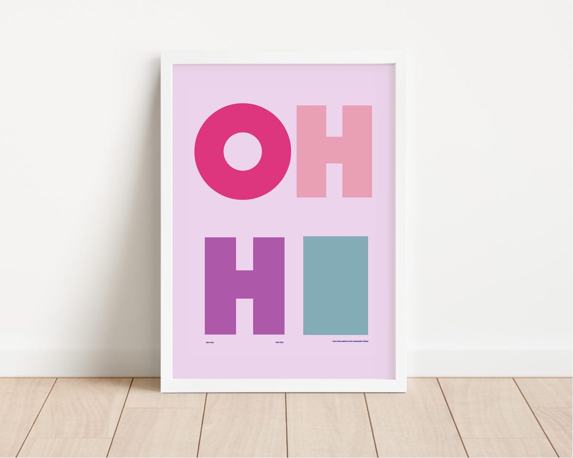 Oh Hi Color Block Pastel Letters Modern Entryway Typography Poster - Image 4