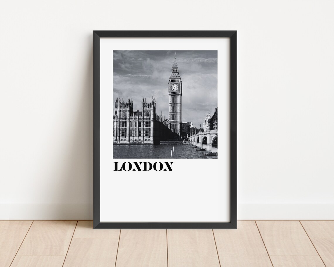 London Big Ben Parliament Black And White Photo Travel Poster - Image 3