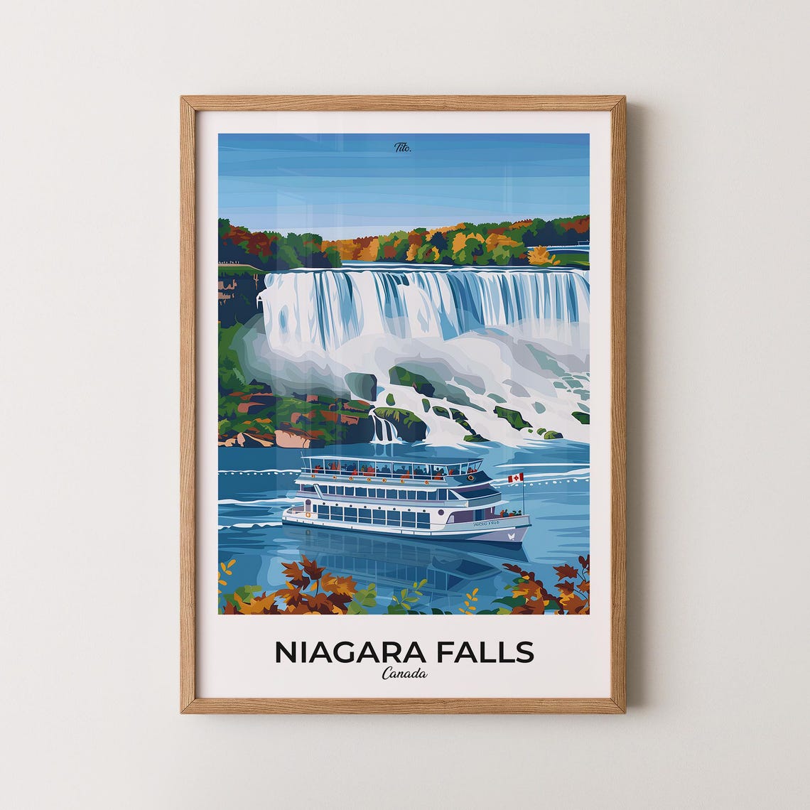 Niagara Falls Canada Autumn Colors Waterfall Sightseeing Boat Poster