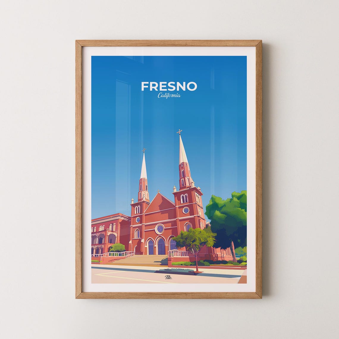 Fresno Poster Fresno Travel Poster Fresno Art Print Fresno Wall Art California Poster Gift For Travelers