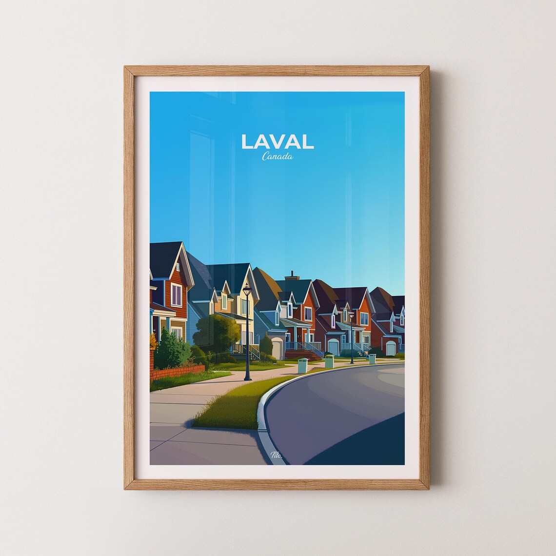 Laval Canada Suburban Street Colorful Family Homes Morning Poster