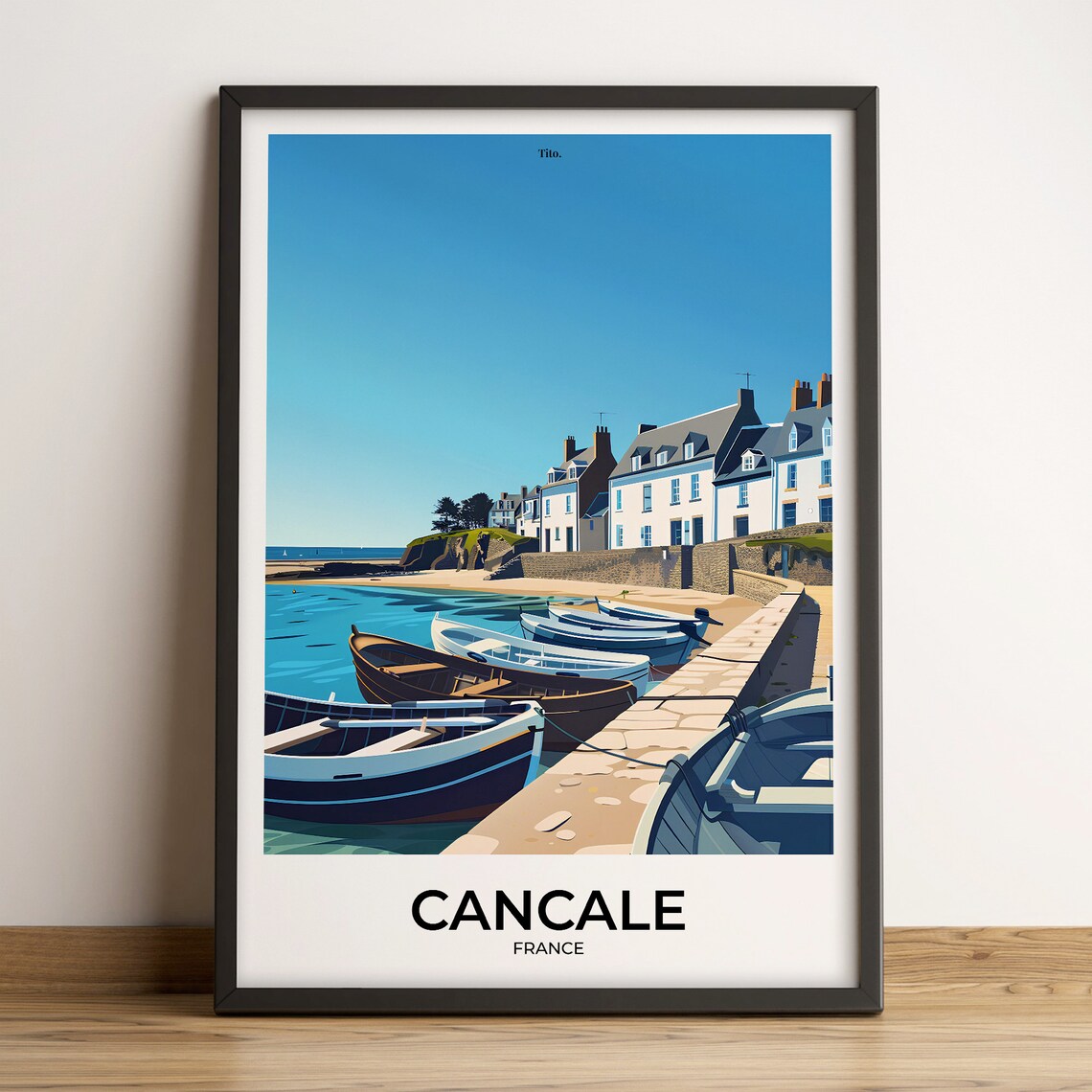 Cancale France Fishing Boats Slipway Harbor Quay Travel Poster