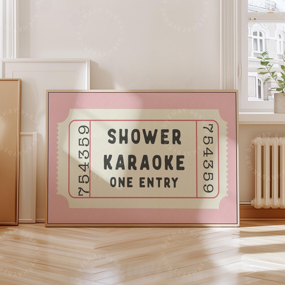 Shower Karaoke Ticket Pink Bathroom Poster