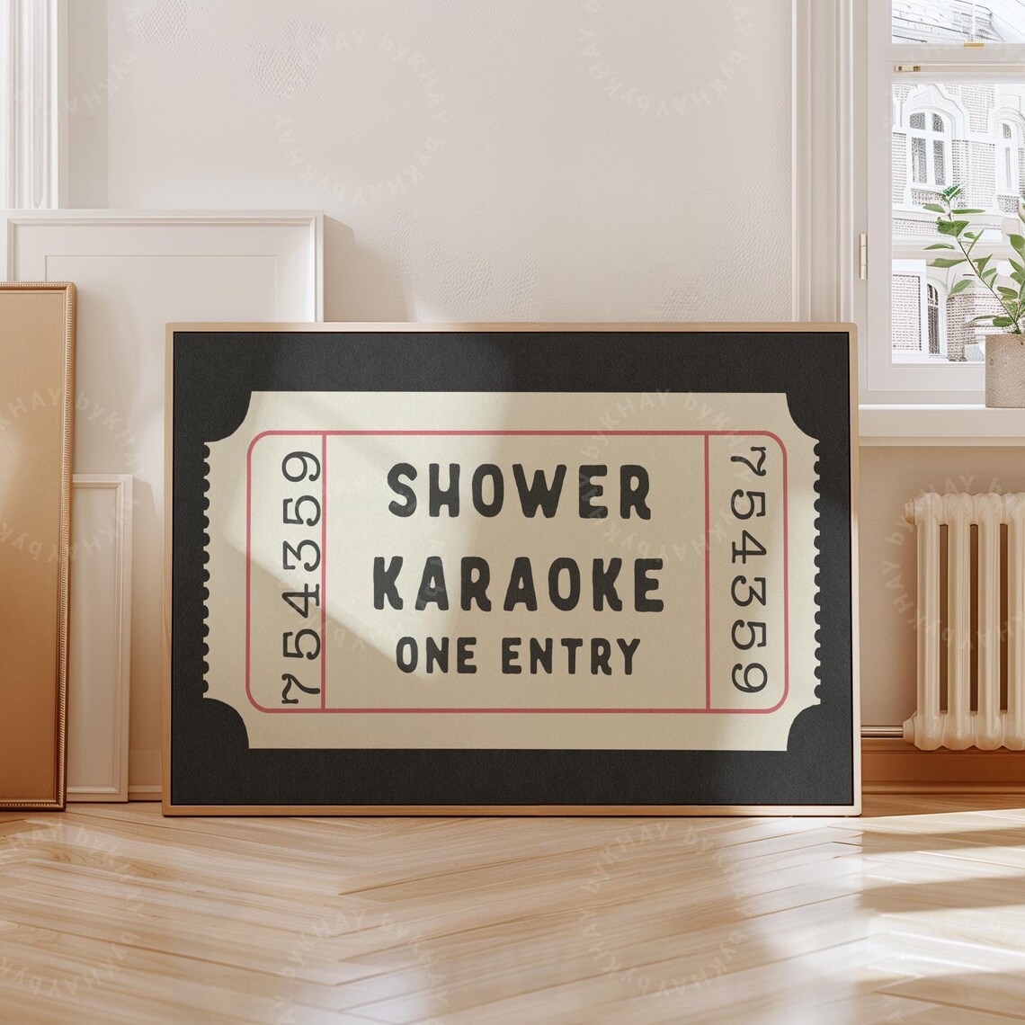 Shower Karaoke Ticket, Retro Bathroom Wall Art Print