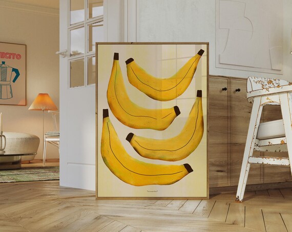 Bananas Abstract Kitchen Art Print, Fruit Market