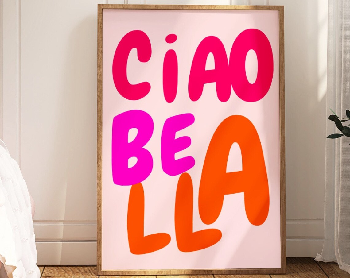 Ciao Bella Pink Preppy Dorm Room Art Print - Image 3