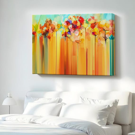 Abstract Flowers Oil Painting Look Decorative Canvas Wall Art Large Flower Modern Decor