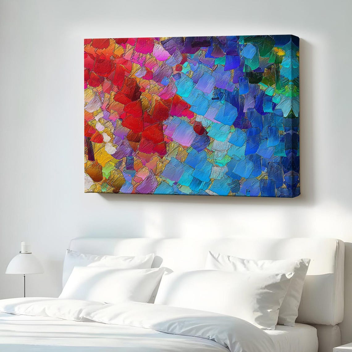 Heart Shape Mosaic Abstract Painting Red Blue Contemporary Art Poster