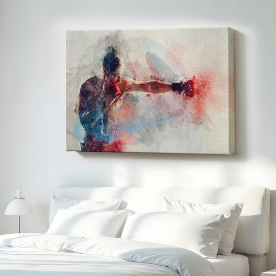Abstract Boxer Portrait Canvas Art Motivation Wall Modern Decor Framed Housewarming Gifts