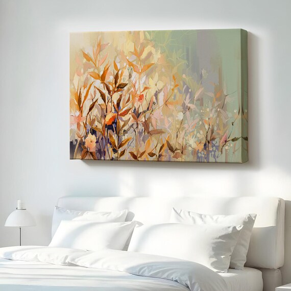 Golden Autumn Leaves Abstract Botanical Painting Warm Art Poster