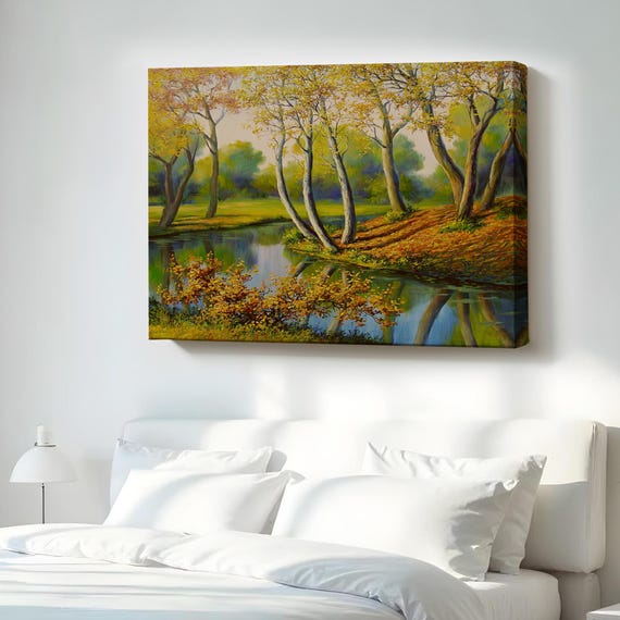 River View Oil Painting Style Decorative Canvas Wall Art Nature Print Decor