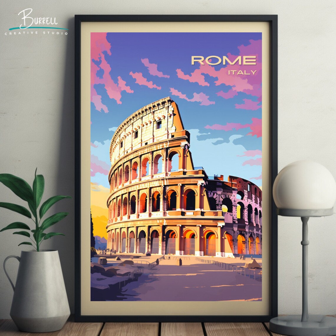 Rome Italy Colosseum at Sunset Ancient Arena Landmark Art Poster - Image 5