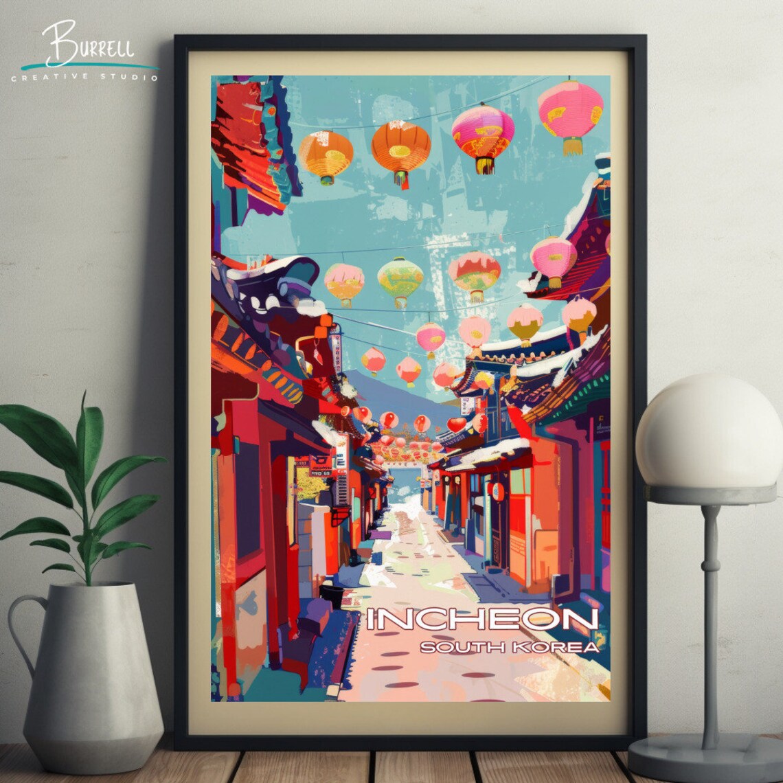 Incheon South Korea Chinatown Red Lantern Street Asia Travel Poster - Image 5