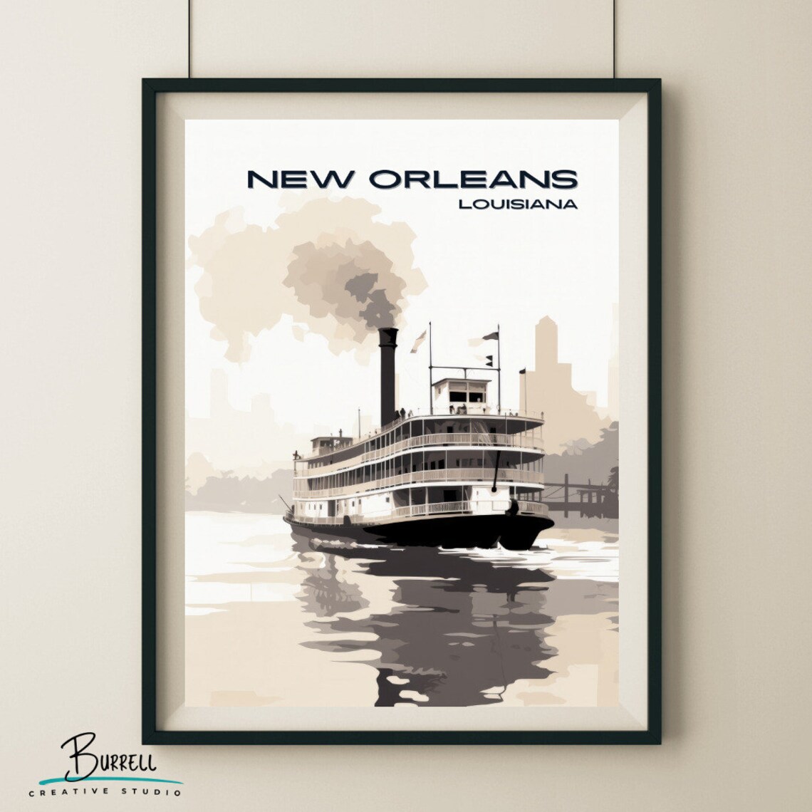 New Orleans Louisiana Steamboat Mississippi River Travel Poster - Image 4